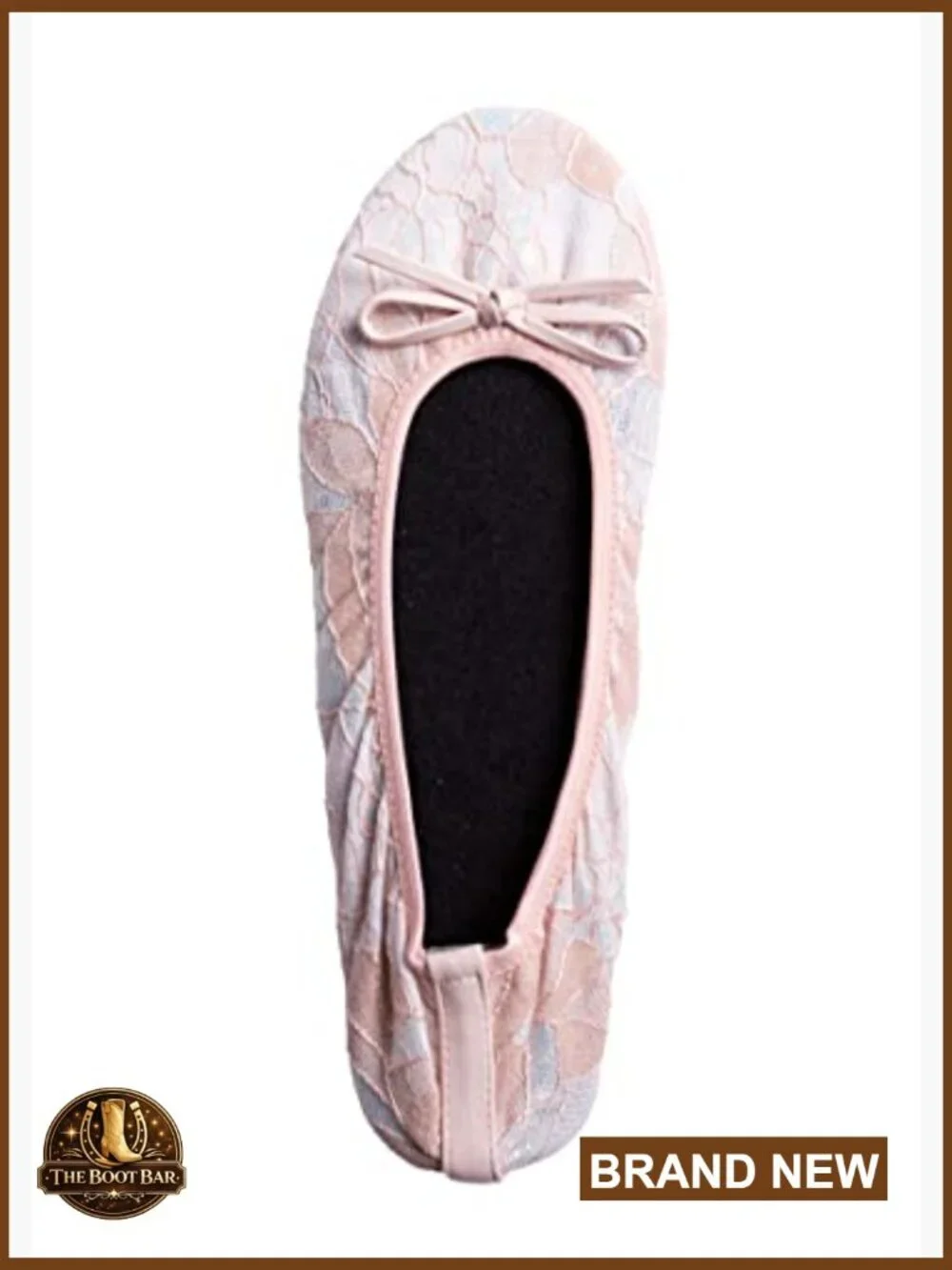 Foldable Lace Ballet Flats with Pouch, Bridal Party Favor Shoes, New with Tags